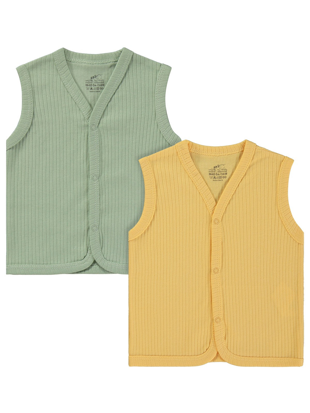 Minidamla Basic 2'li set 3-12 Ay Yelek - Yeşil