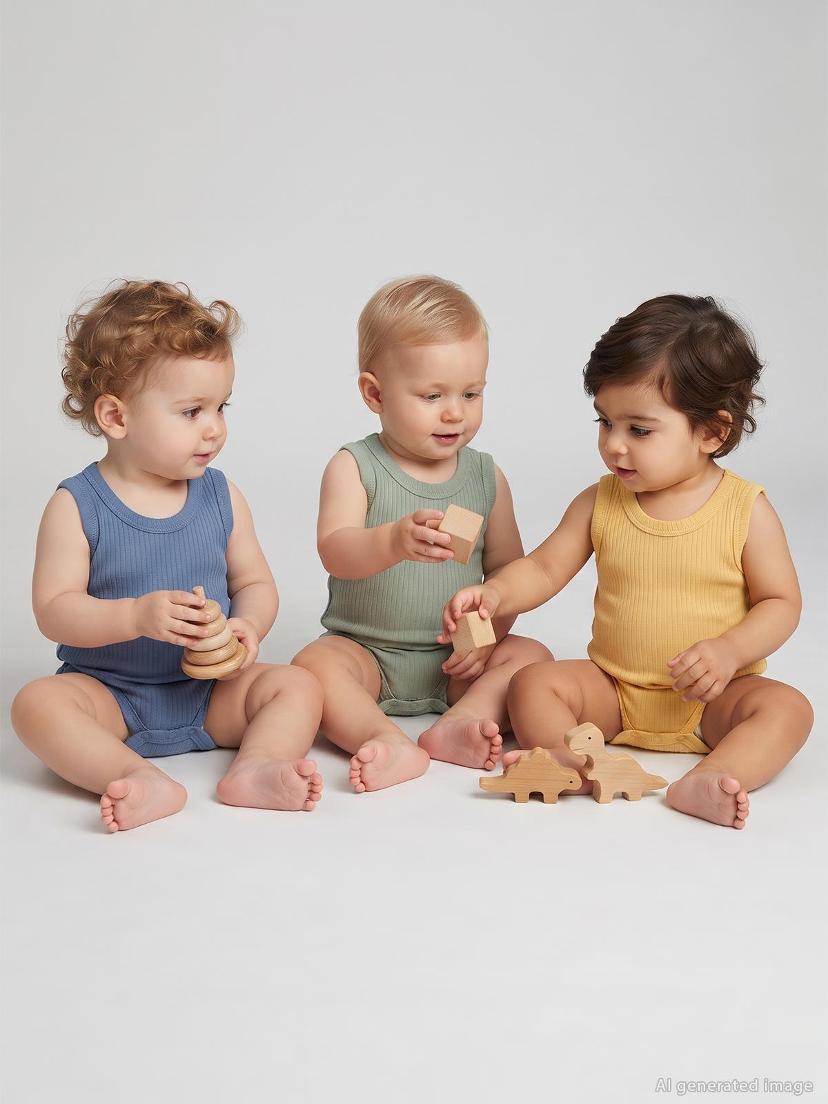 Minidamla Askılı Basic 3'lü set 1-18 Ay Çıtçıtlı Badi - Mavi