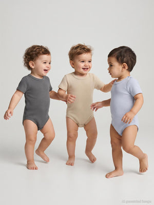 Minidamla Kısa Kol Basic 3'lü set 1-18  Ay Çıtçıtlı Badi - Mavi
