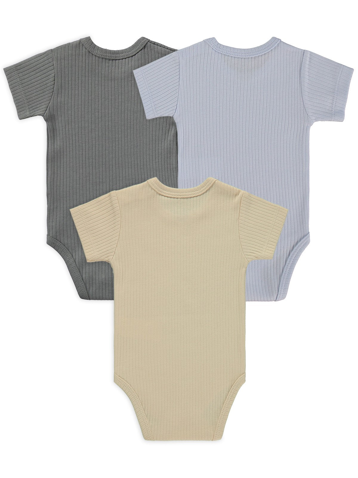 Minidamla Kısa Kol Basic 3'lü set 1-18  Ay Çıtçıtlı Badi - Mavi
