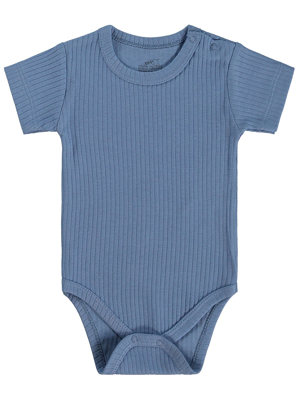 Minidamla Kısa Kol Basic 3'lü set 1-18  Ay Çıtçıtlı Badi - Mavi