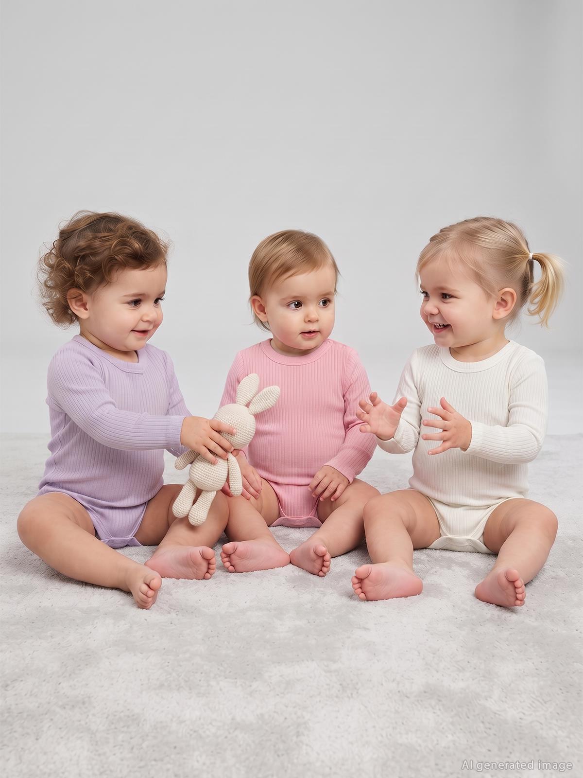 Minidamla Uzun Kol Basic 3'lü set 1-18 Ay Çıtçıtlı Badi - Sarı