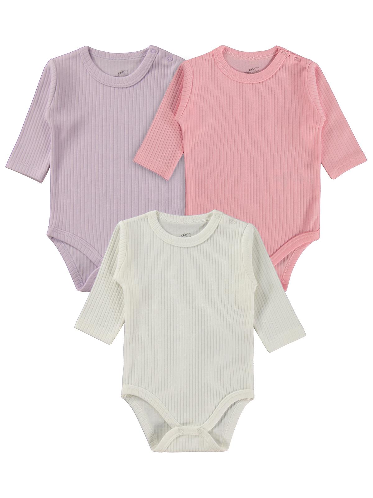 Minidamla Uzun Kol Basic 3'lü set 1-18 Ay Çıtçıtlı Badi - Sarı