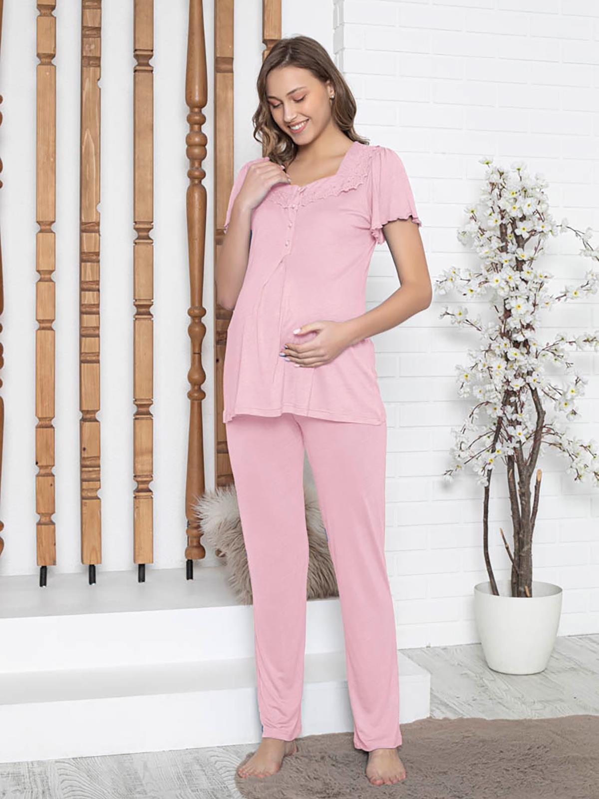 imissi oh.  Kare Yaka Aplikeli  Pijama Takımı - Pembe