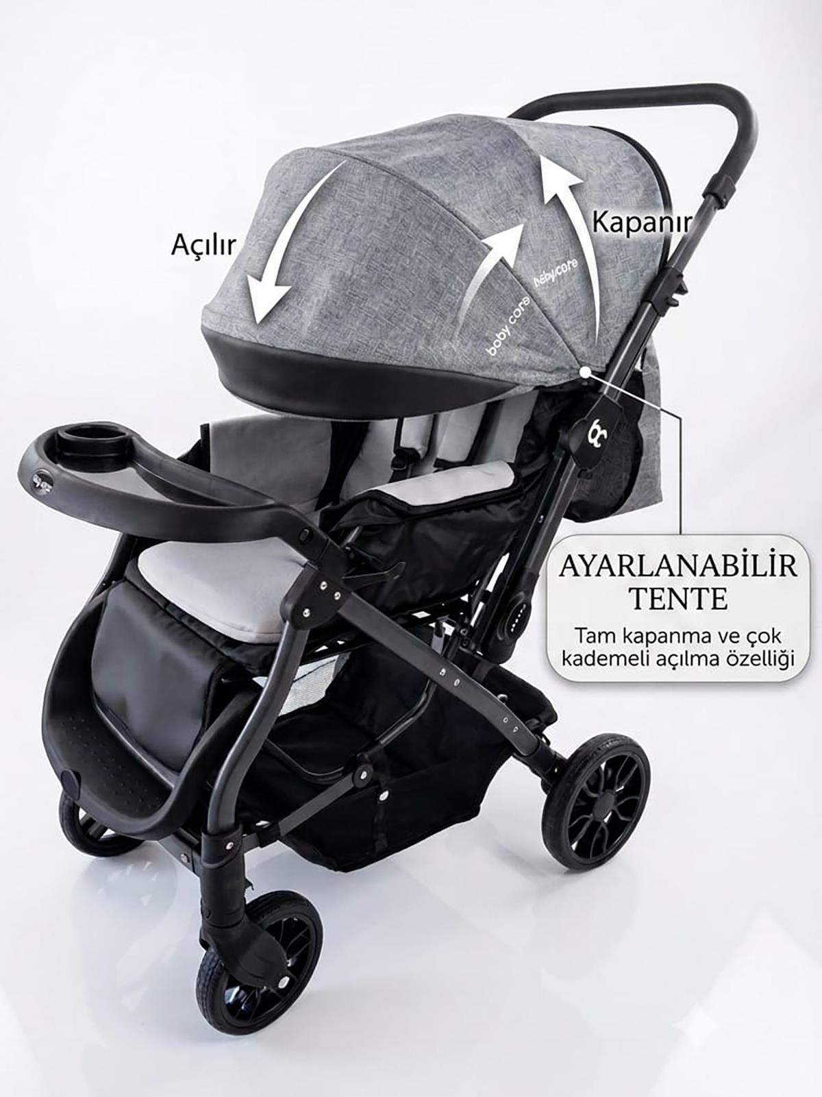Babycare Capron Çift Yönlü Bebek Arabası - Gri