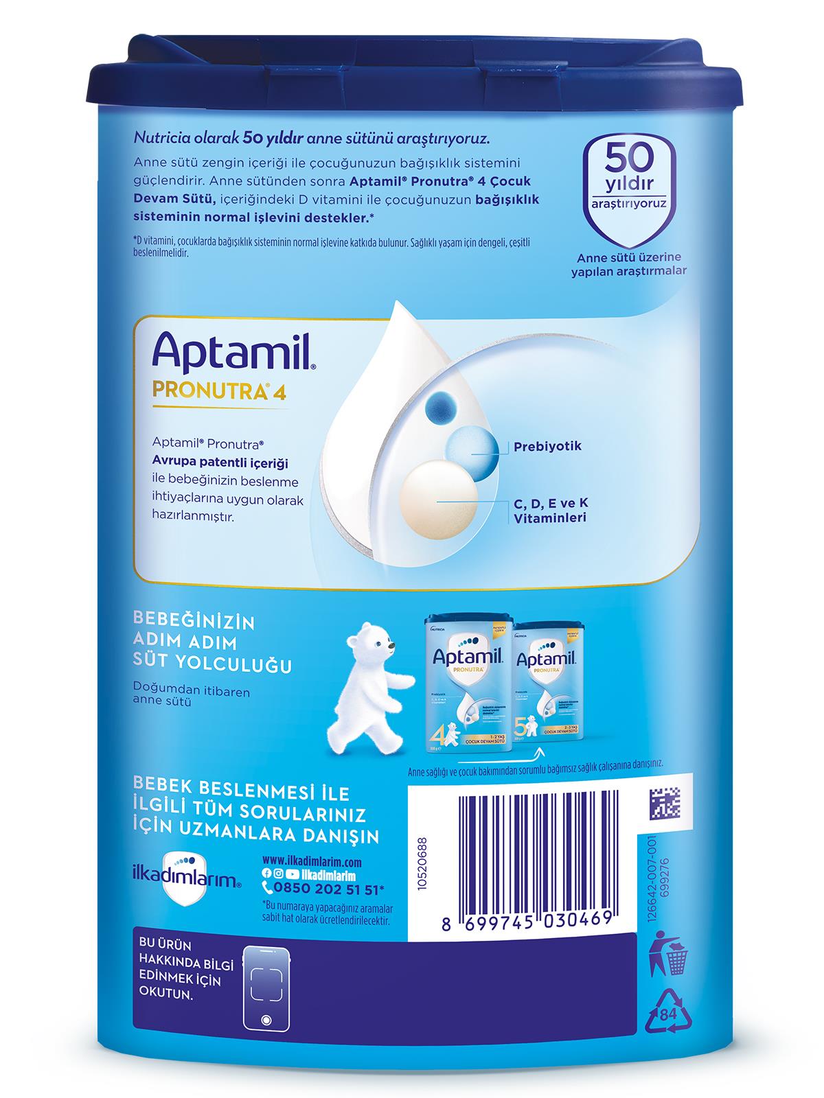 Aptamil 4 Çocuk Devam Sütü 800 g 1 Yaş+ Akıllı Kutu  - Standart