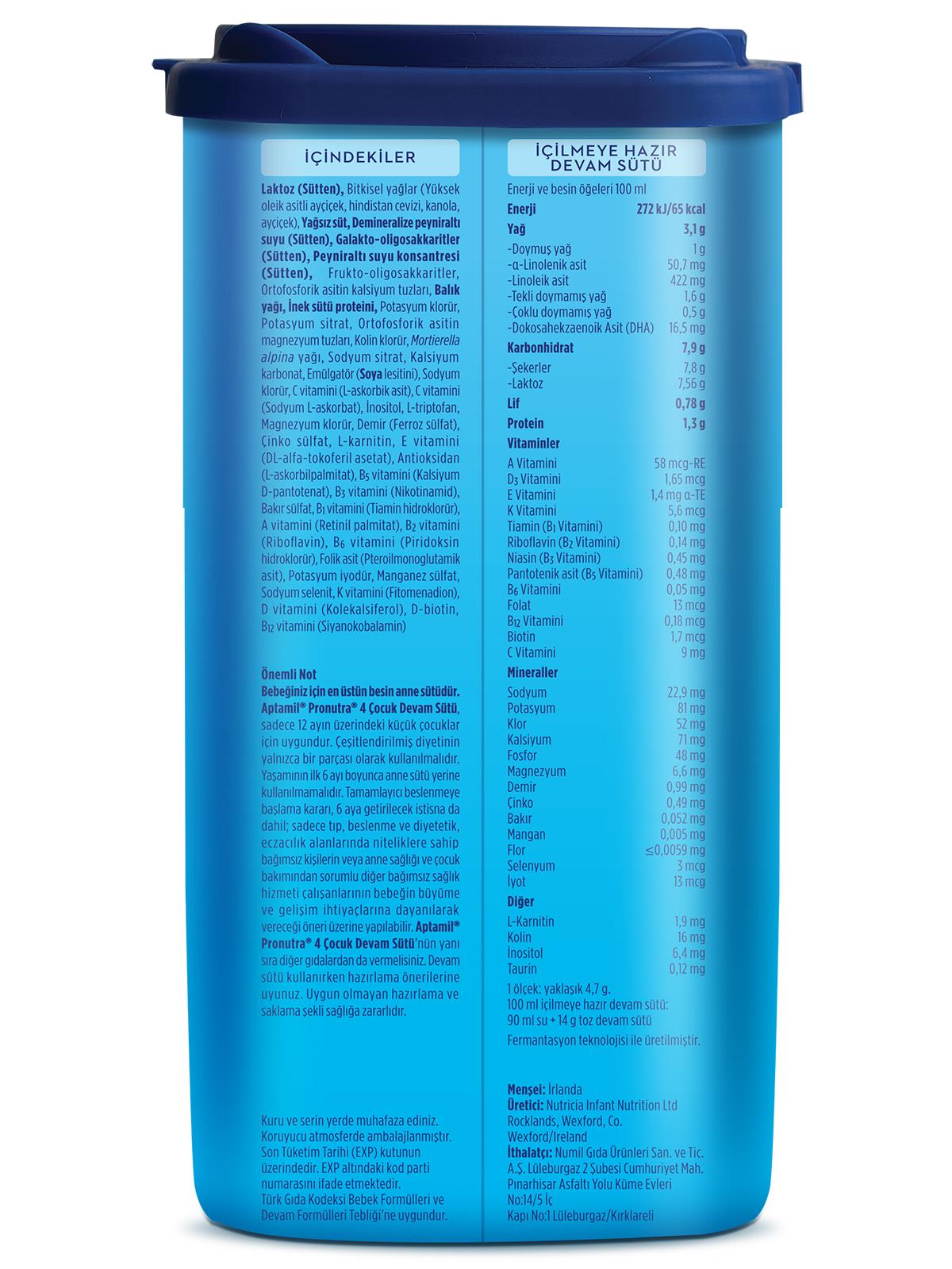 Aptamil 4 Çocuk Devam Sütü 800 g 1 Yaş+ Akıllı Kutu  - Standart