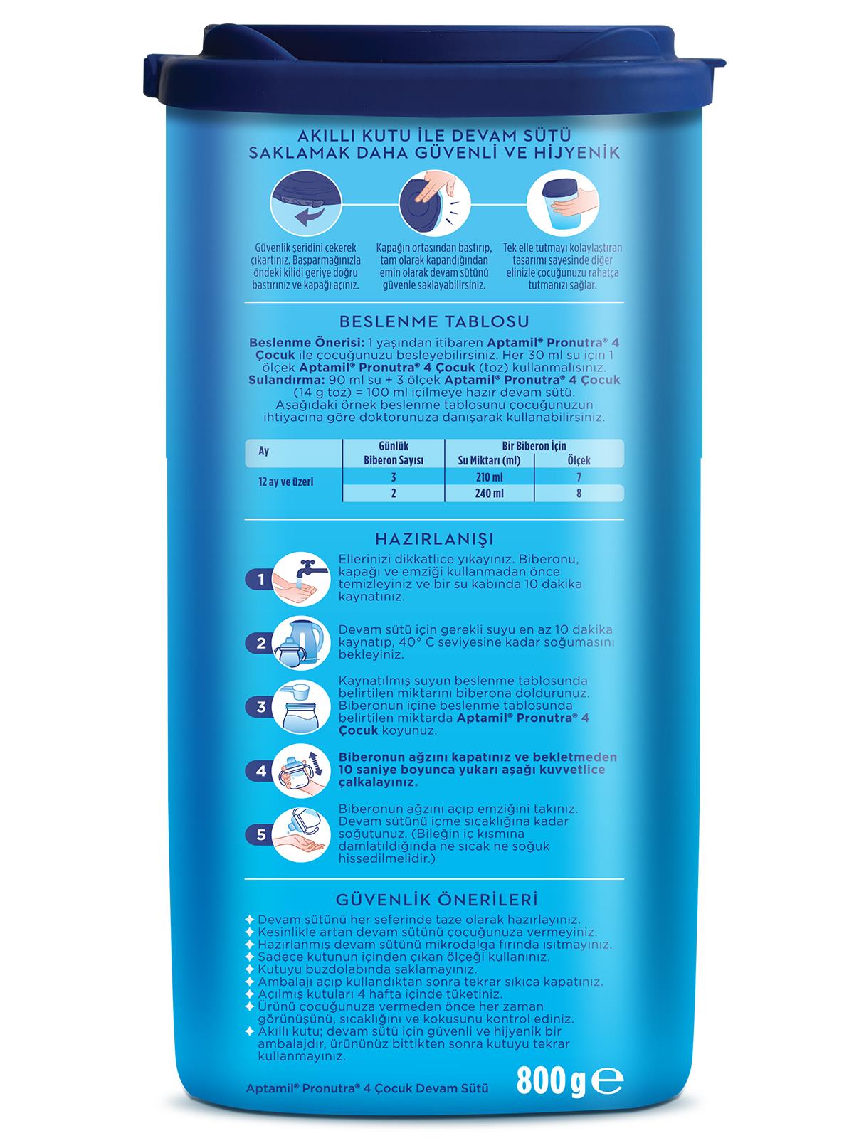 Aptamil 4 Çocuk Devam Sütü 800 g 1 Yaş+ Akıllı Kutu  - Standart