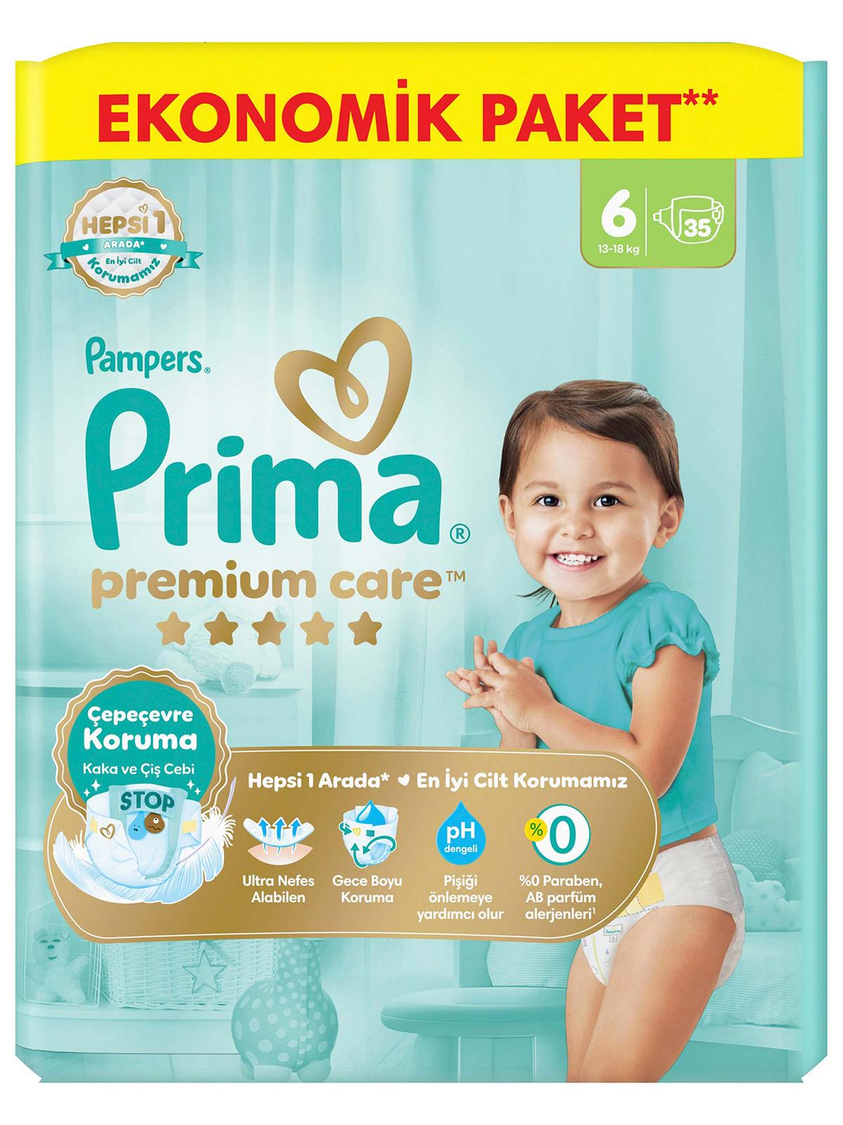 Prima Premium Care 6 Beden Bebek Bezi Extra Large Ekonomik Paket 35 Adet