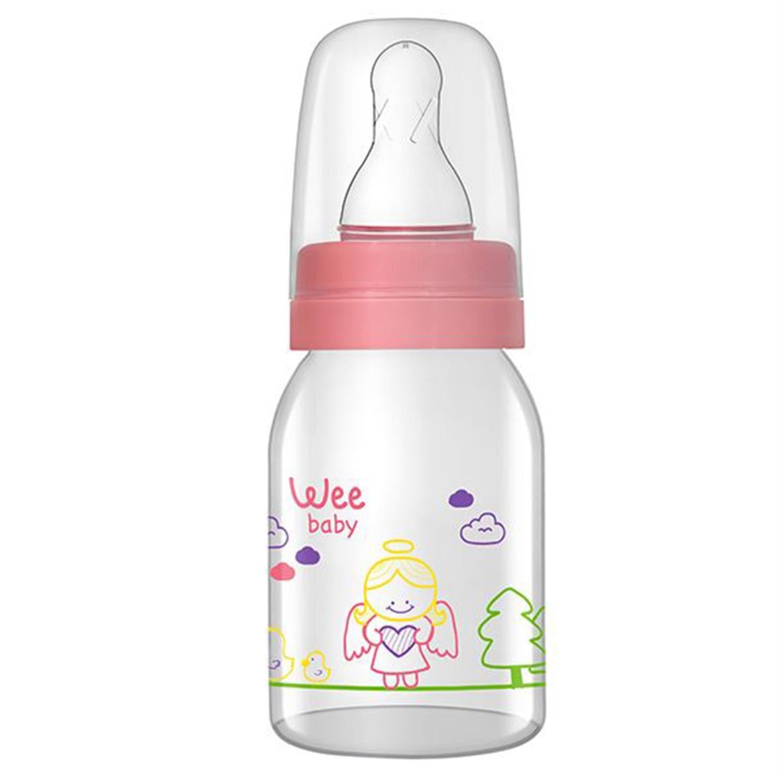 Wee Baby Sılıkon Klasık Kıraz Uclu Cam Bıberon 125 ml - Pembe